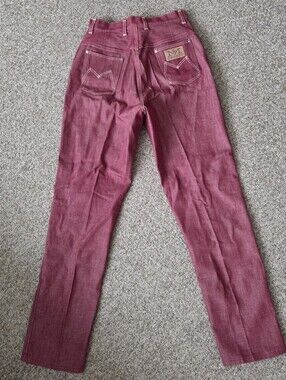 Vintage 70's Maverick Blue Bell Western Pleated Denim Jeans Red Size 27x30‎